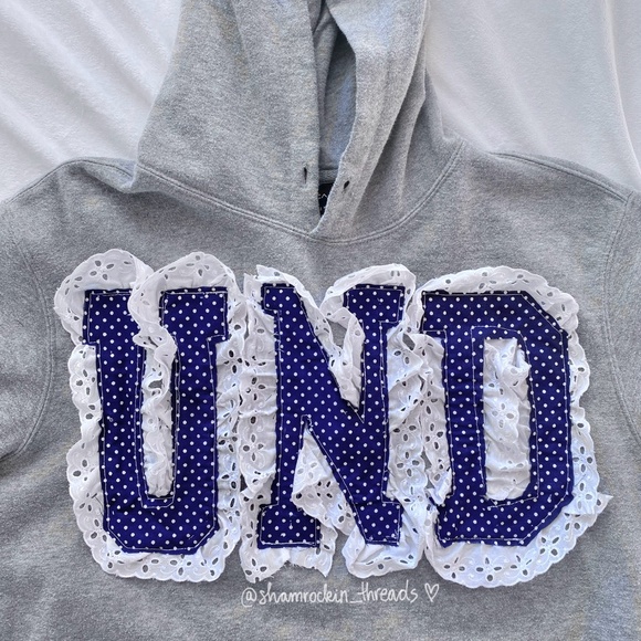 University of Notre Dame hand sewn lace polka dot hoodie - Picture 2 of 9